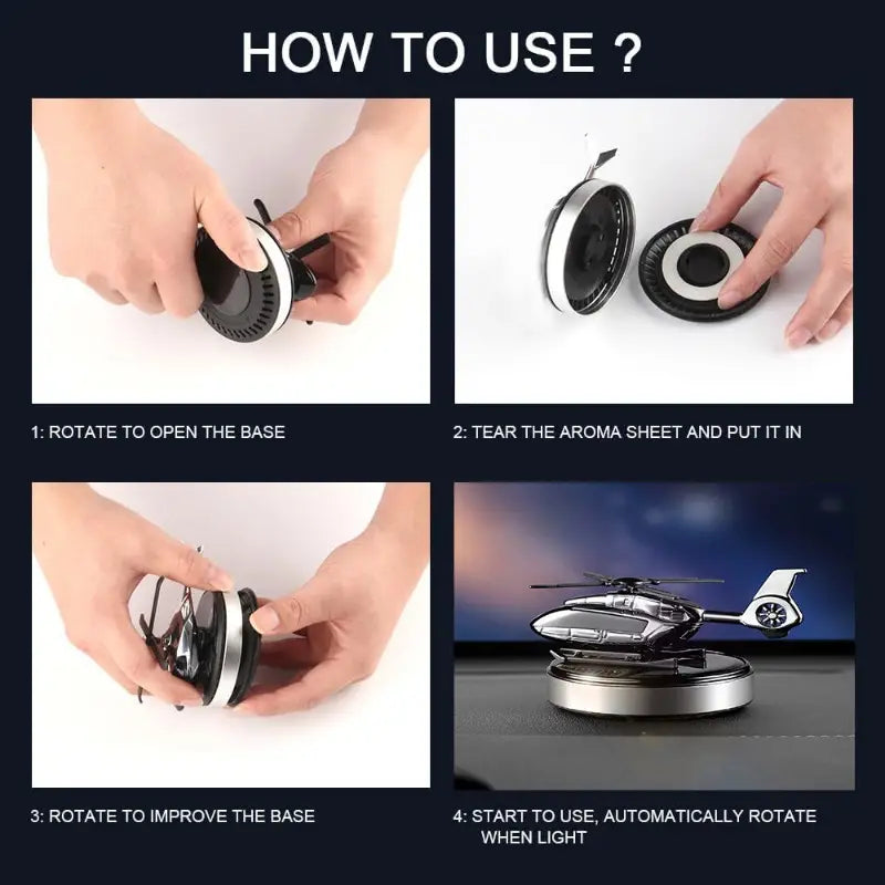 Solar-Powered Helicopter Car Air Freshener – Fun & Unique