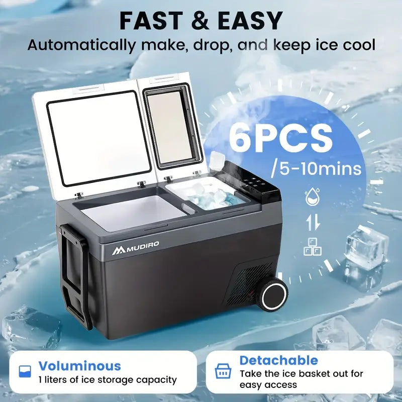 Mudiro 12V Car Fridge with Ice Maker
