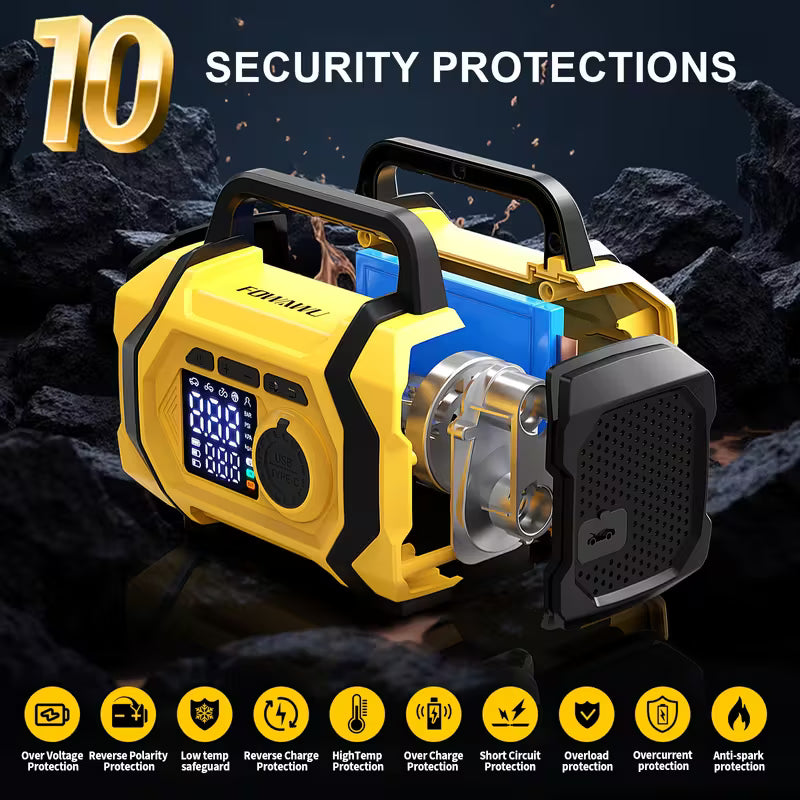 9-in-1 Car Jump Starter with Power Bank, Flashlight & Emergency Kit