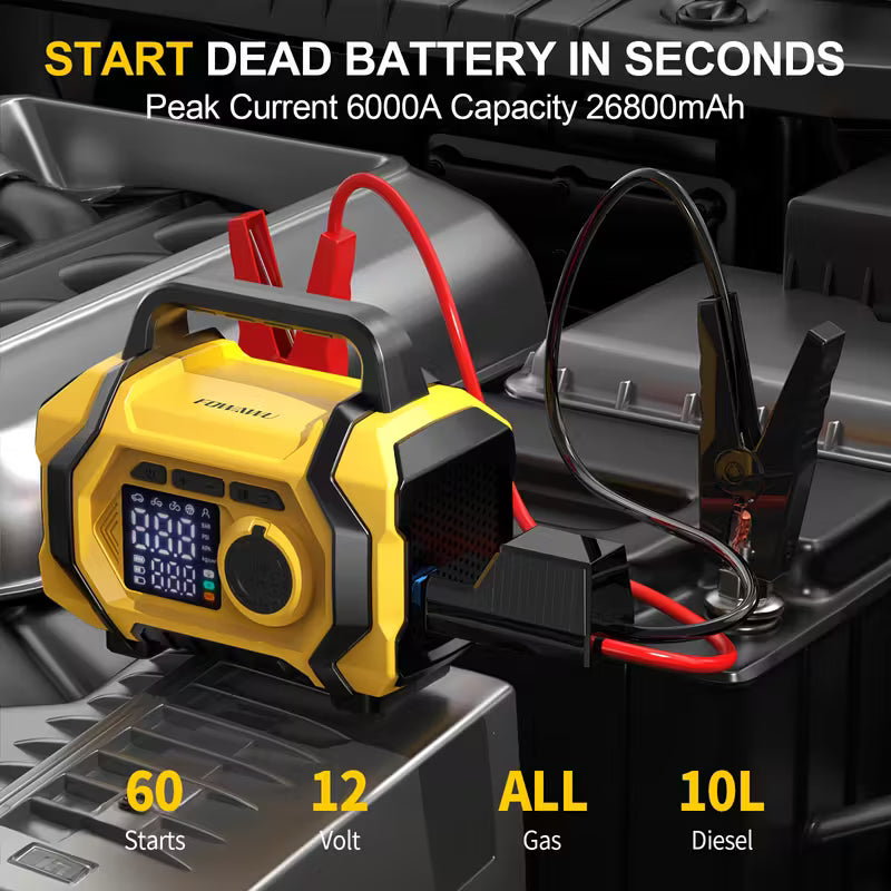 9-in-1 Car Jump Starter with Power Bank, Flashlight & Emergency Kit