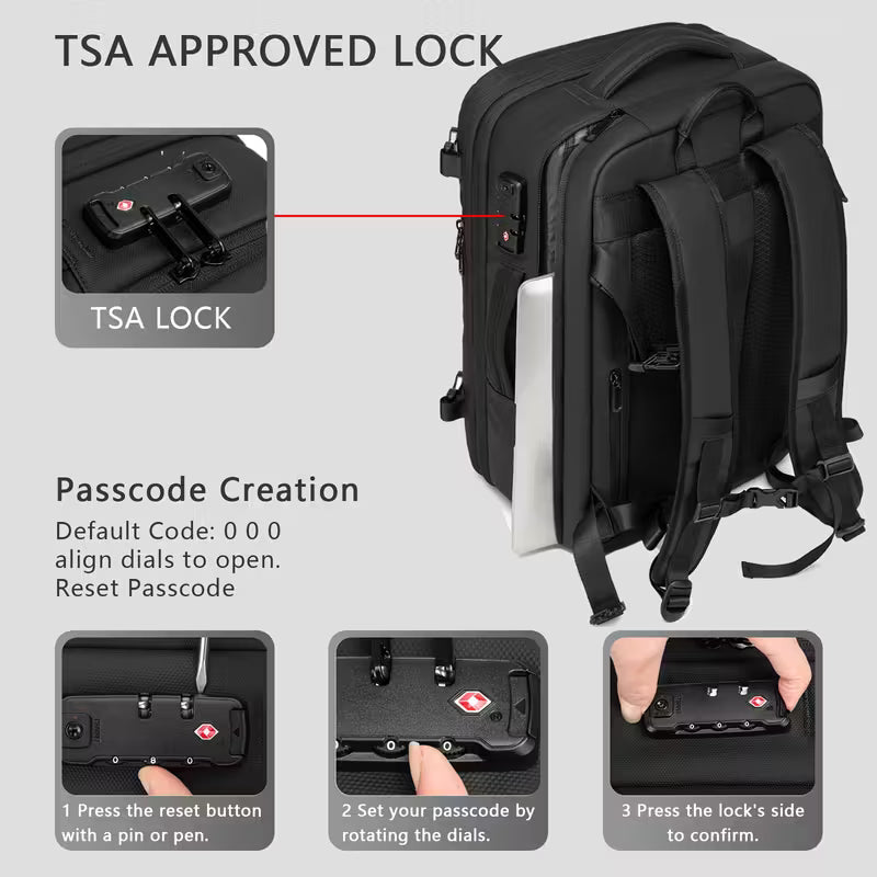 HUABUPS 45L Expandable Backpack with Vacuum Seal
