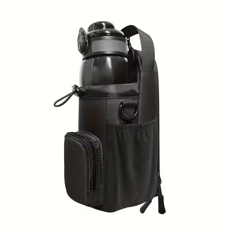 Magnetic Water Bottle Holder with Phone Pocket and Shoulder Strap