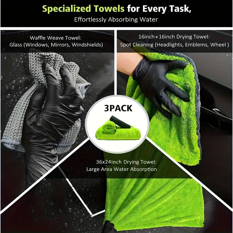 3-Pack Microfiber Car Towels