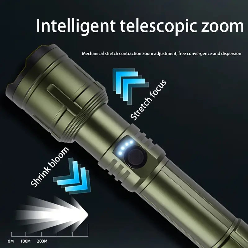 Powerful Aluminum Flashlight with Focused Burning Lens