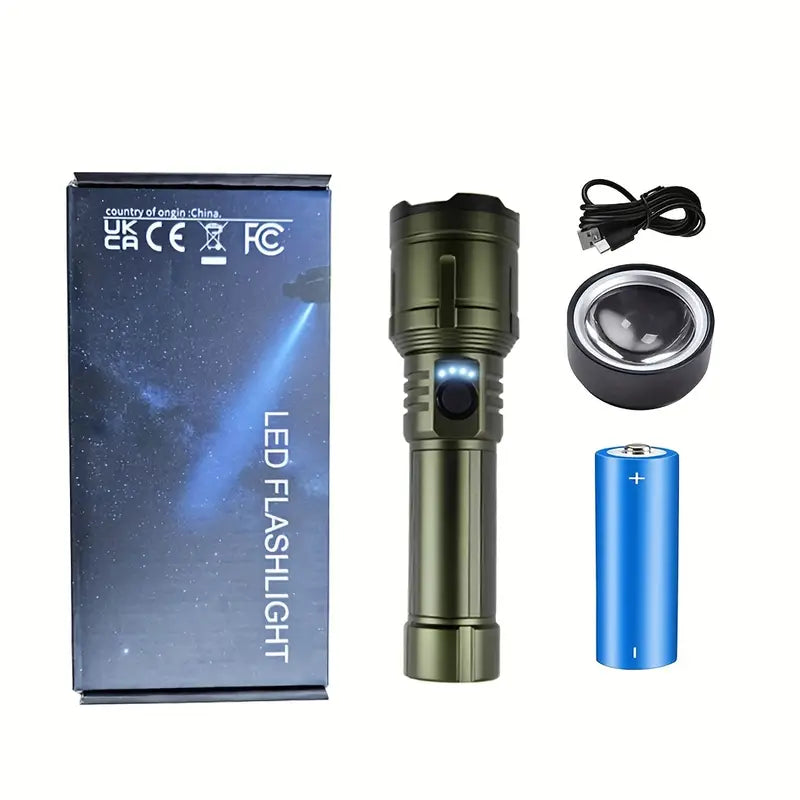 Powerful Aluminum Flashlight with Focused Burning Lens