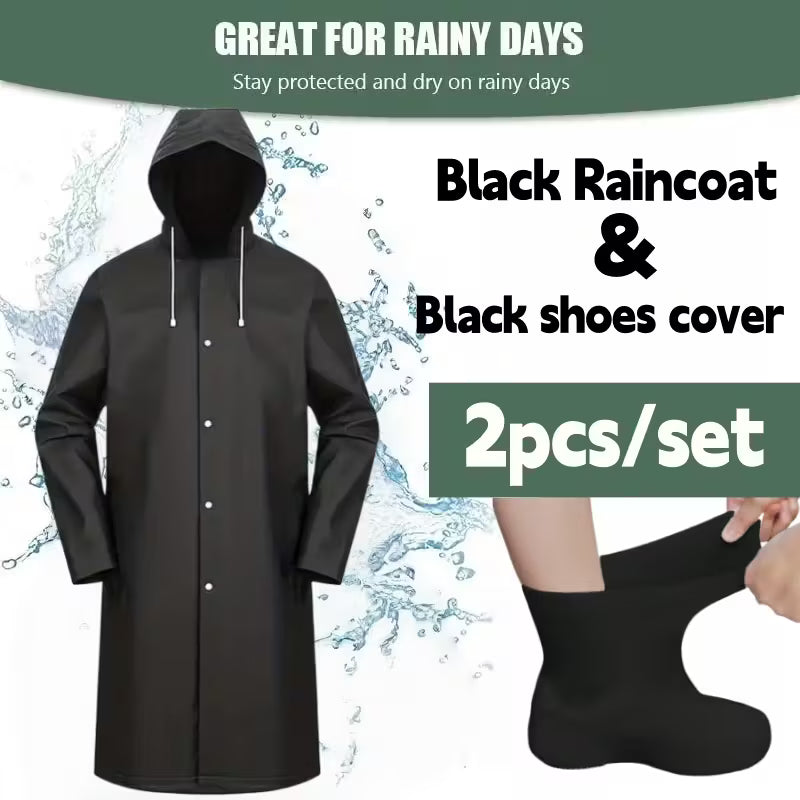Raincoat and Waterproof Shoe Covers Set