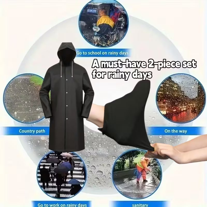 Raincoat and Waterproof Shoe Covers Set
