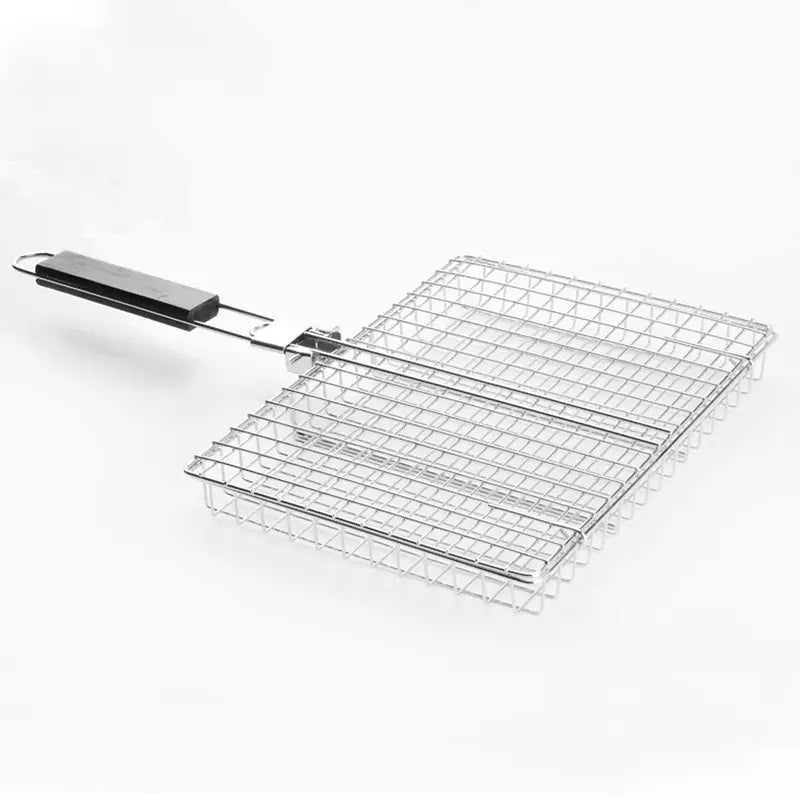 Stainless Steel Folding BBQ Grill Basket with Lid