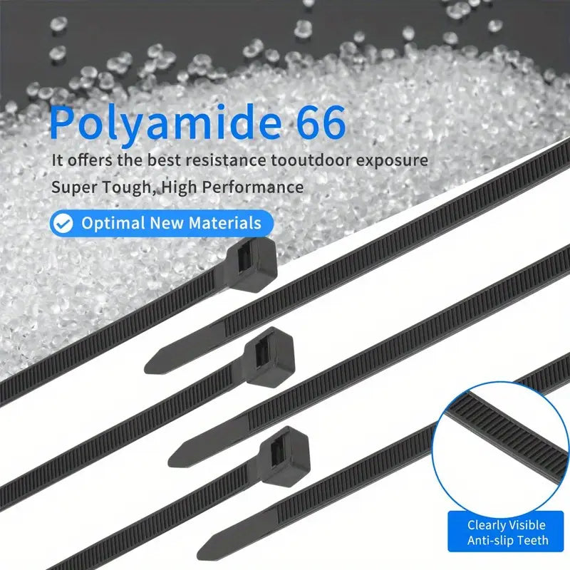 300 Pcs Black Nylon Cable Ties