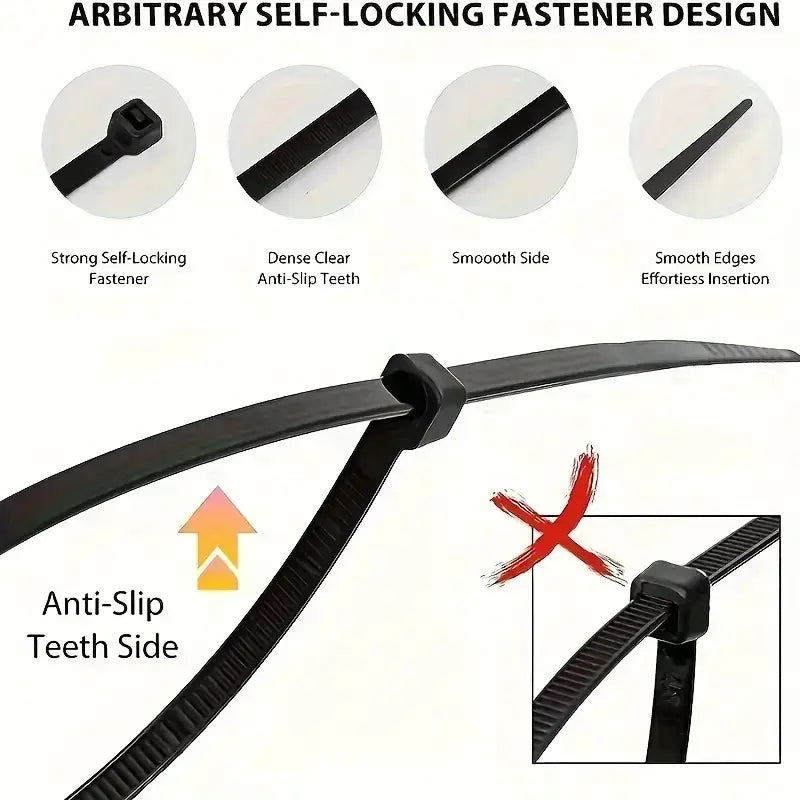 300 Pcs Black Nylon Cable Ties