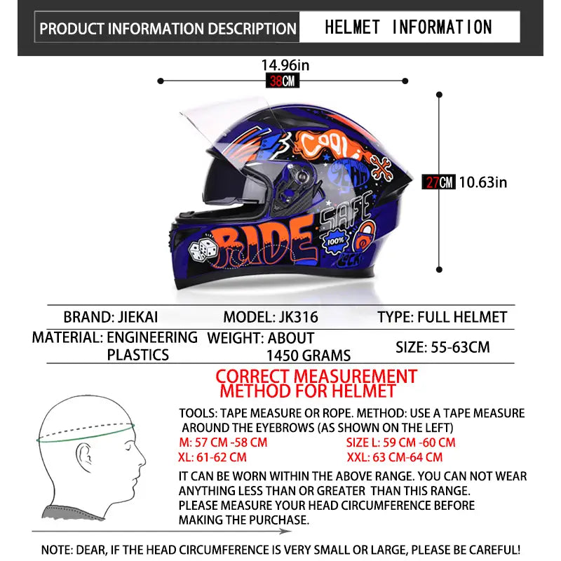 JIEKAI Full-Face Motorcycle Helmet