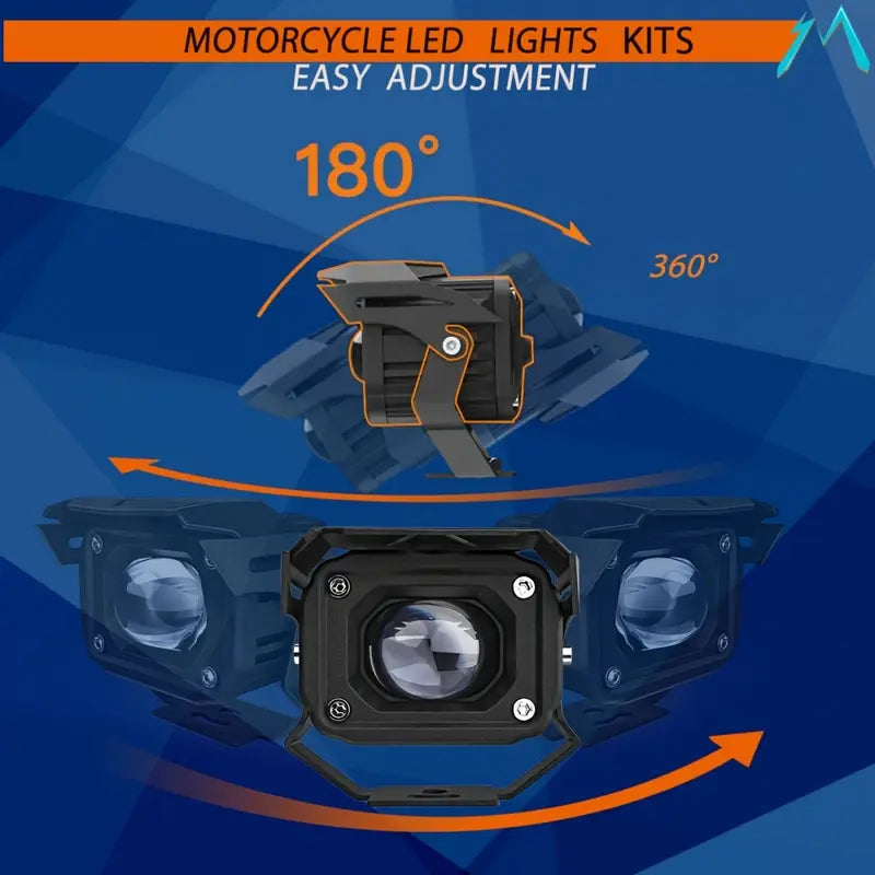 MOVGLOW 2-Pack LED Auxiliary Lights for Motorcycles