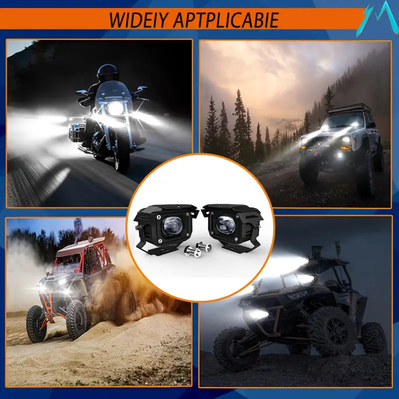MOVGLOW 2-Pack LED Auxiliary Lights for Motorcycles