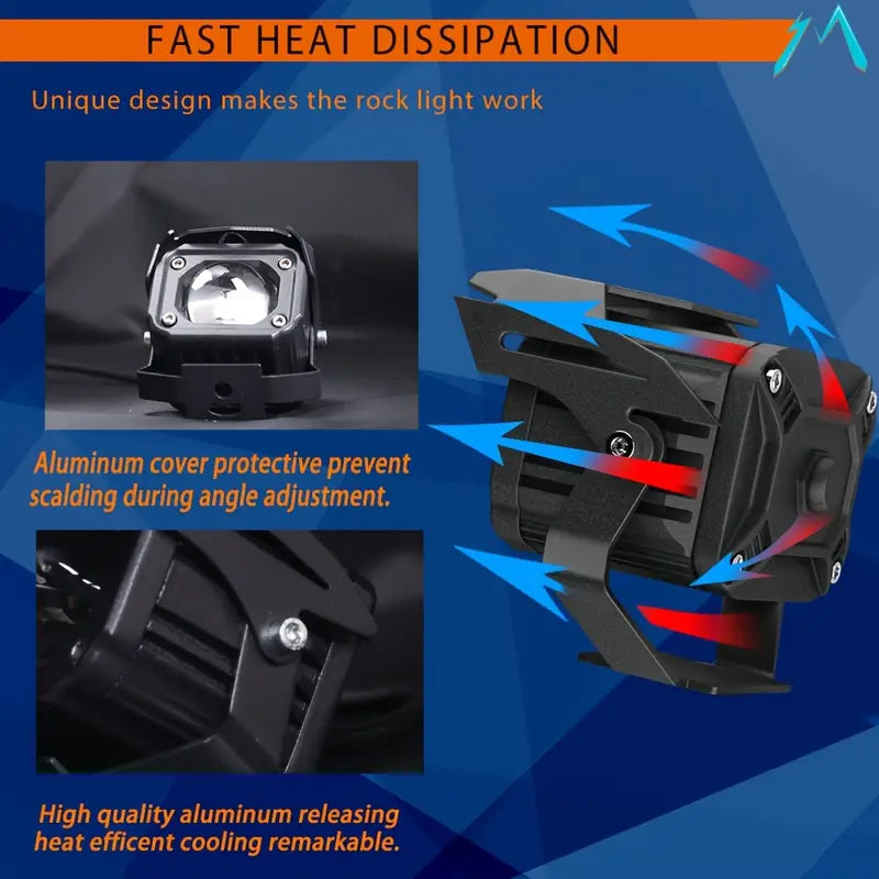 MOVGLOW 2-Pack LED Auxiliary Lights for Motorcycles