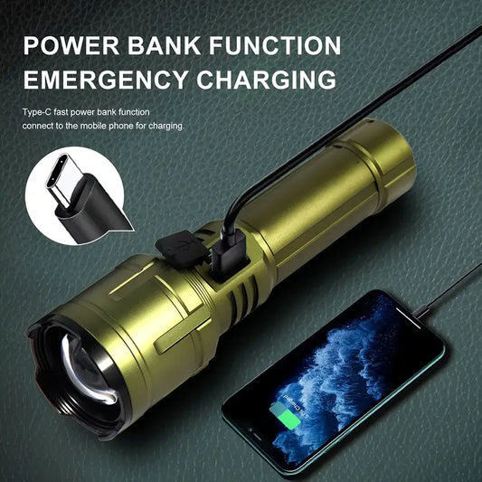 Powerful Aluminum Flashlight with Focused Burning Lens