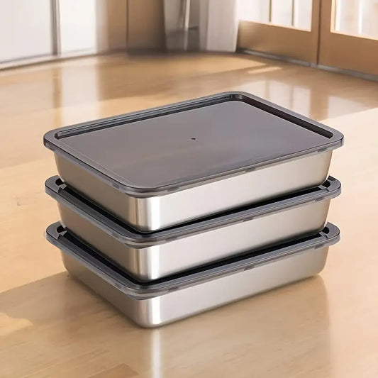 3-Pack Stainless Steel Food Storage Containers with Lids – Reusable & Durable